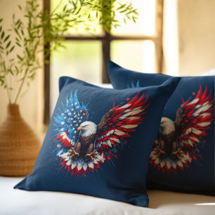 American Bold Eagle Flag Colors Throw Pillow