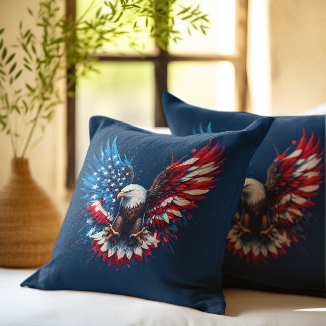 American Bold Eagle Flag Colors Throw Pillow (Creator Uploaded)