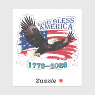 American Bold Eagle God Bless America 250 Years Sticker