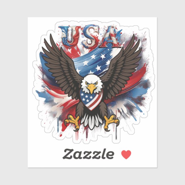 American Bold Eagle Patriotioc USA Sticker (Sheet)