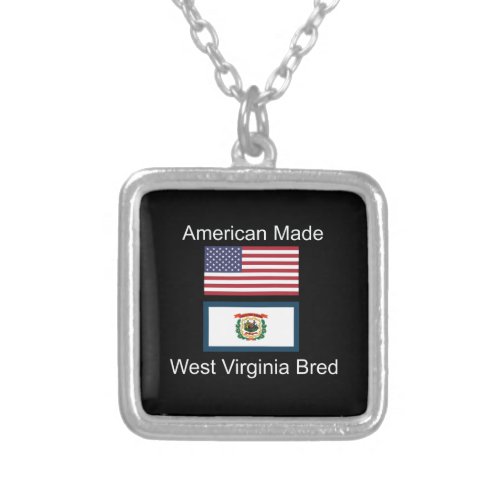 American BornWest Virginia Bred Flag Design Silver Plated Necklace