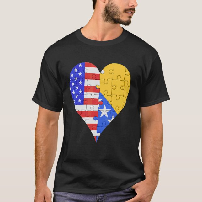 American Bosnian Flag Heart T-Shirt (Front)
