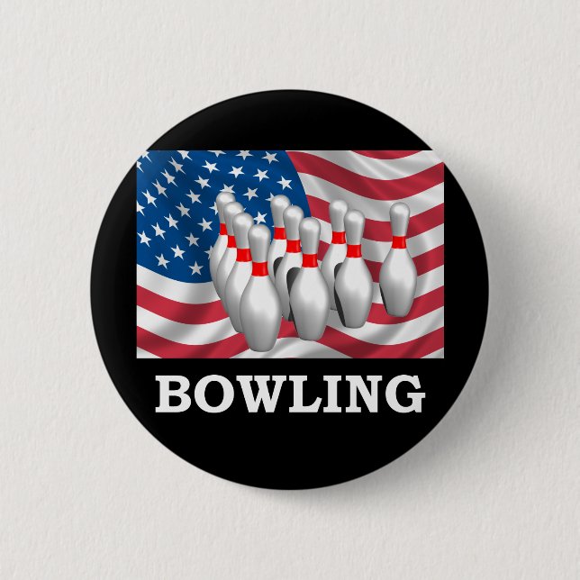 American Bowling Pinback Button (Front)