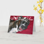 American Boxer Dog Image I Love You Card (Yellow Flower)