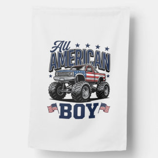 American Boy Monster Truck Vintage Patriotic Shirt House Flag