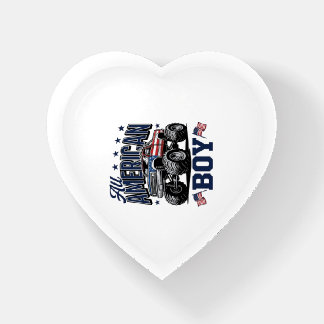 American Boy Monster Truck Vintage Patriotic Shirt Paperweight