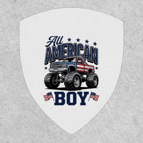 American Boy Monster Truck Vintage Patriotic Shirt Patch