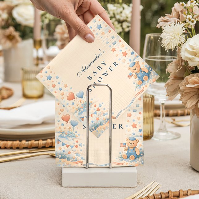 American Boy Red White Blue Baby Shower Napkins (Creator Uploaded)