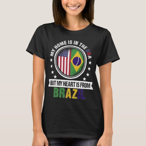 American Brazilian Flag Heart from Brazil Patriot T_Shirt