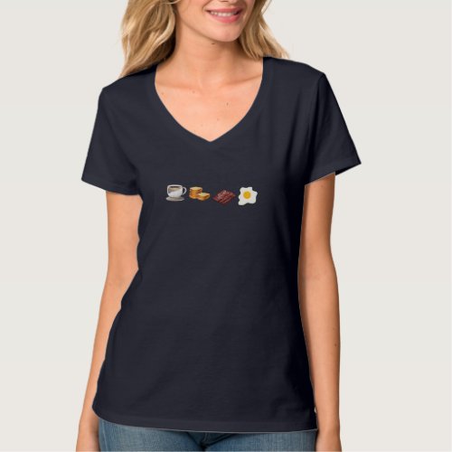 American breakfast coffee toast bacon and eggs T_Shirt