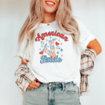 American Bride Fourth of July Cowgirl Bachelorette T-Shirt<br><div class="desc">Celebrate your bachelorette party in style with our "American Bride" Fourth of July Cowgirl T-Shirt! Perfect for the patriotic bride-to-be, this shirt features a fun cowgirl theme with red, white, and blue accents. Whether you're hitting the rodeo or just enjoying a festive celebration, this t-shirt is designed to make you...</div>