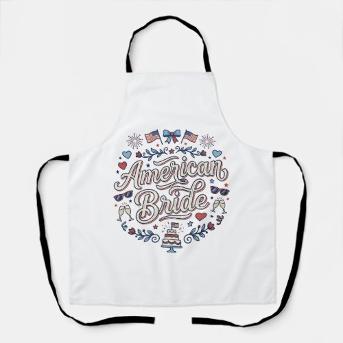 American Bride Patriotic Wedding Vector Design_1 Apron