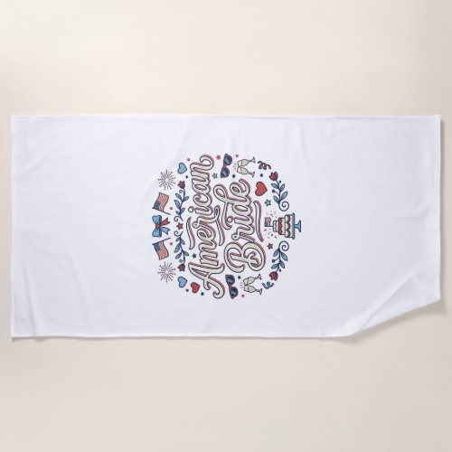American Bride Patriotic Wedding Vector Design_1 Beach Towel