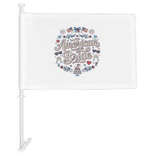 American Bride Patriotic Wedding Vector Design_1 Car Flag