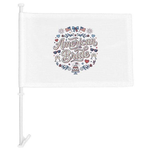American Bride Patriotic Wedding Vector Design_1 Car Flag (Front)