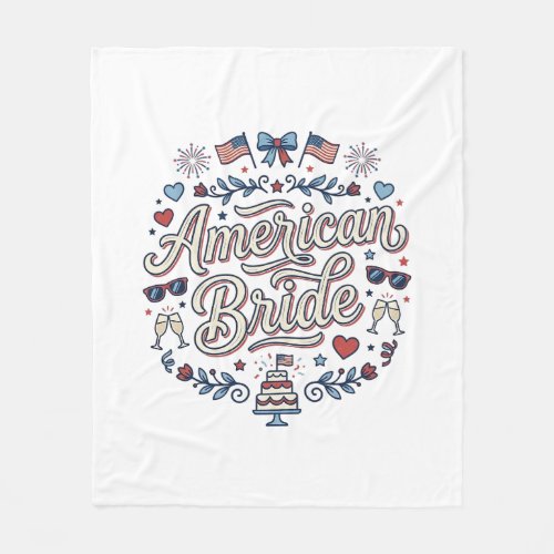 American Bride Patriotic Wedding Vector Design_1 Fleece Blanket