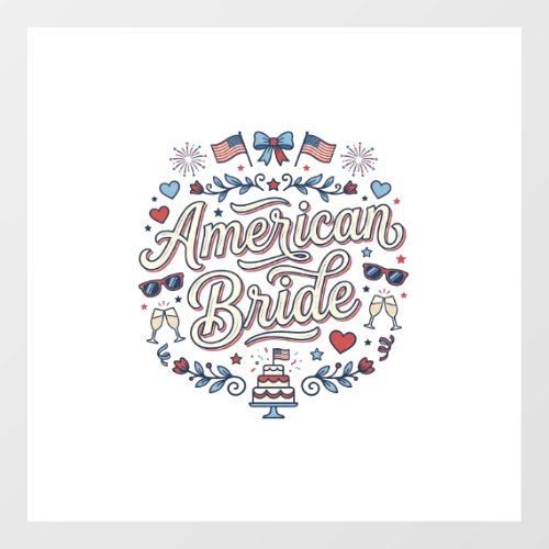 American Bride Patriotic Wedding Vector Design_1 Floor Decals