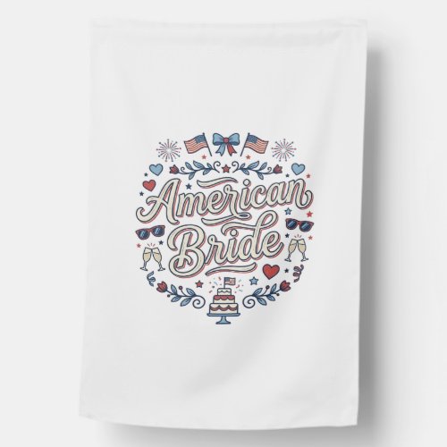 American Bride Patriotic Wedding Vector Design_1 House Flag