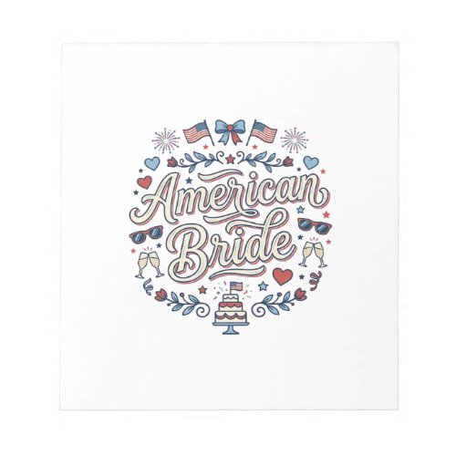 American Bride Patriotic Wedding Vector Design_1 Notepad