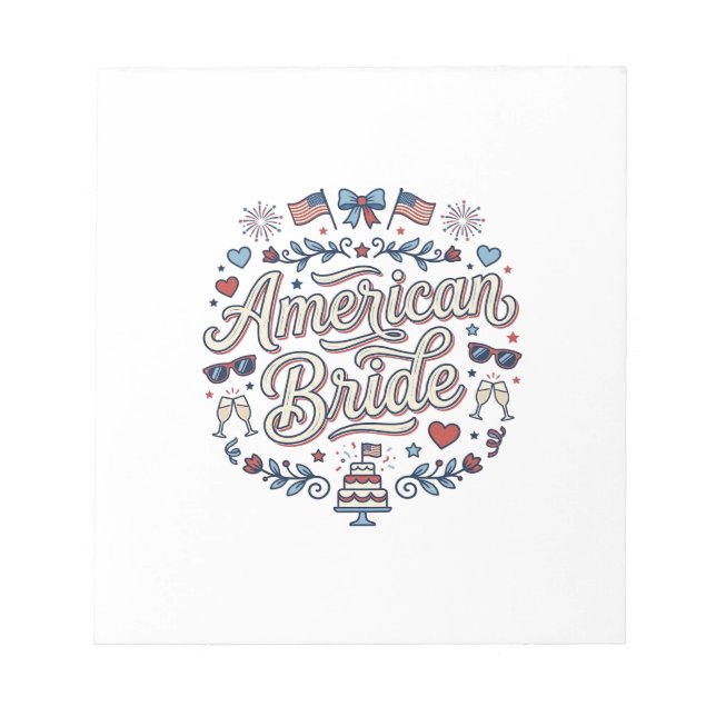 American Bride Patriotic Wedding Vector Design_1 Notepad (Front)