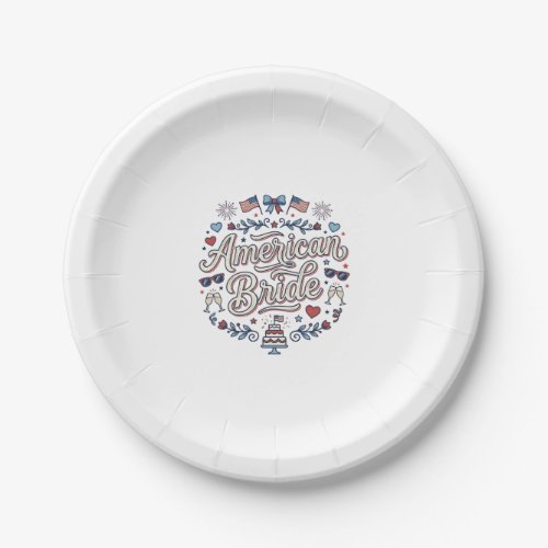 American Bride Patriotic Wedding Vector Design_1 Paper Plates
