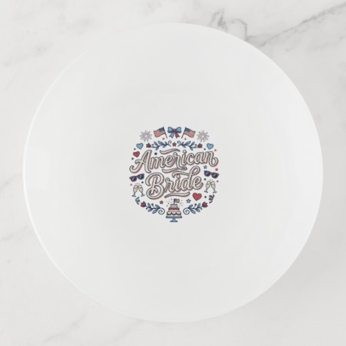 American Bride Patriotic Wedding Vector Design_1 Trinket Tray