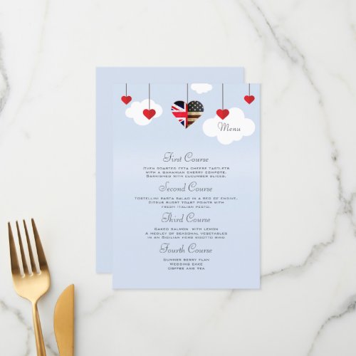 American British  4 Course  Wedding  Menu