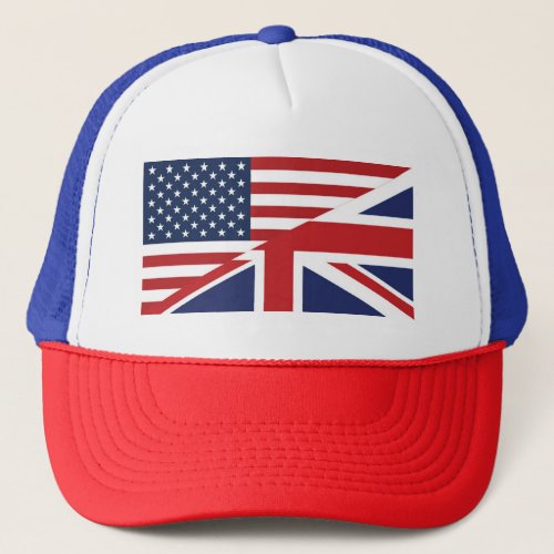 American _ British Combined Flag Trucker Hat