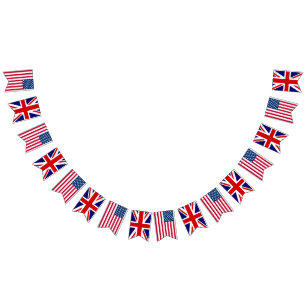 American British Wedding Bunting Flags