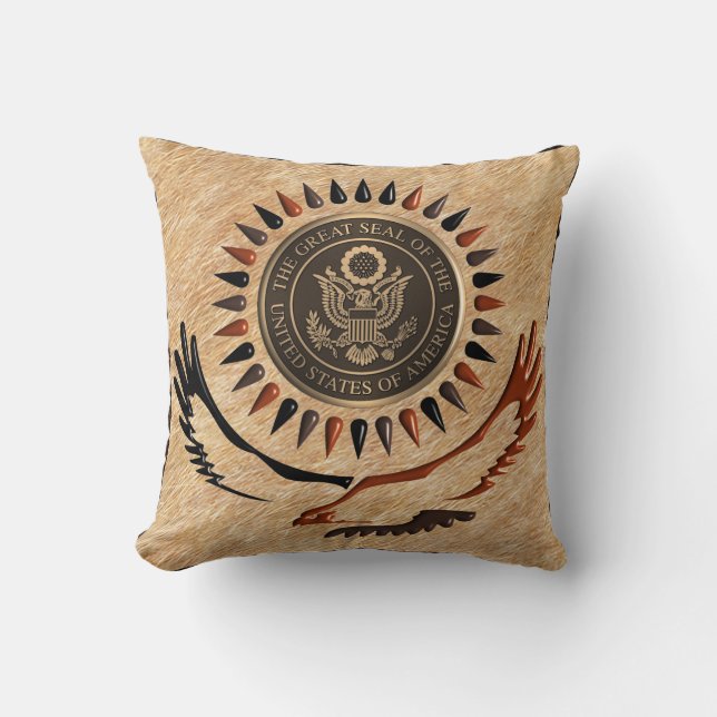 AMERICAN BRONZE SEAL EAGLE THROW PILLOW (Front)