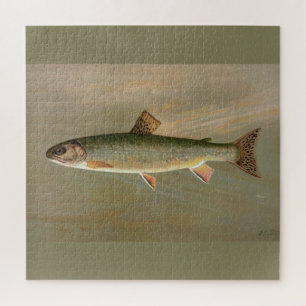 American Brook Trout Fish Vintage Illustration Jigsaw Puzzle