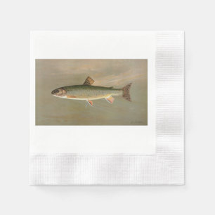 American Brook Trout Fish Vintage Illustration Napkins