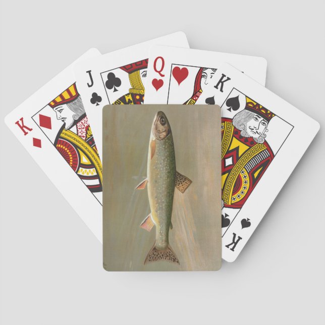 American Brook Trout Fish Vintage Illustration Poker Cards (Back)