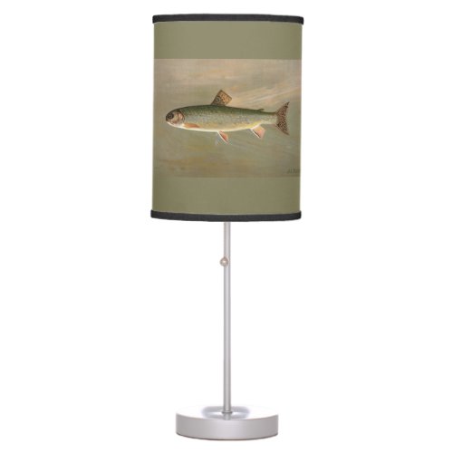 American Brook Trout Fish Vintage Illustration Table Lamp