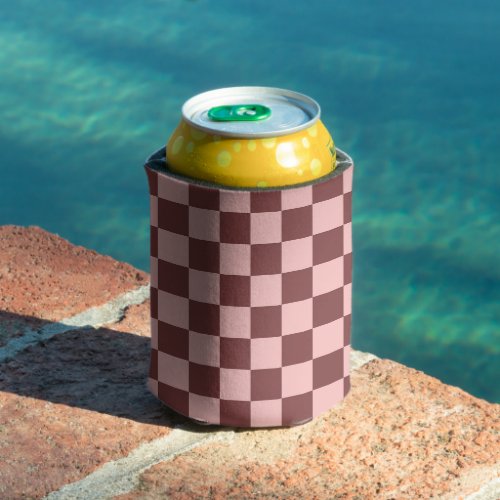 American Brown and Spanish Pink Checkerboard Can Cooler
