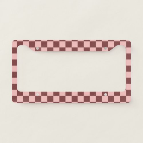 American Brown and Spanish Pink Checkerboard License Plate Frame