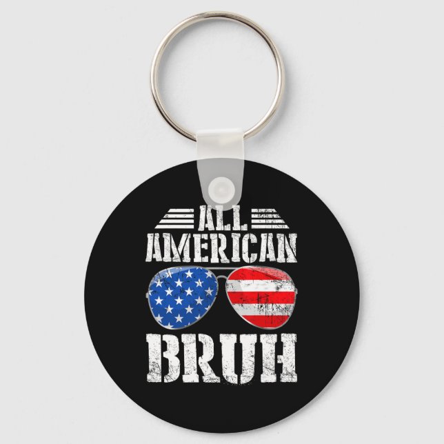 American Bruh Happy 4th Of July Boys Patriotic Usa Keychain (Front)
