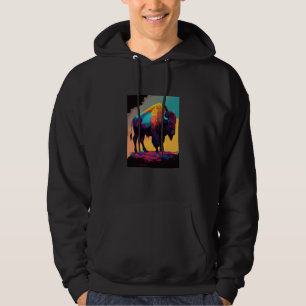 American Buffalo Animal Pop Bison Grilling  1 Hoodie