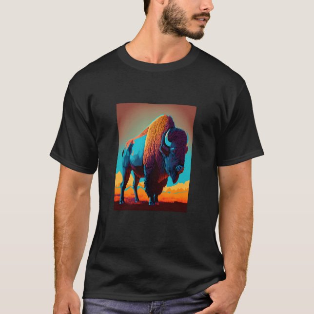 American Buffalo Animal Pop Bison Grilling  3 T-Shirt (Front)