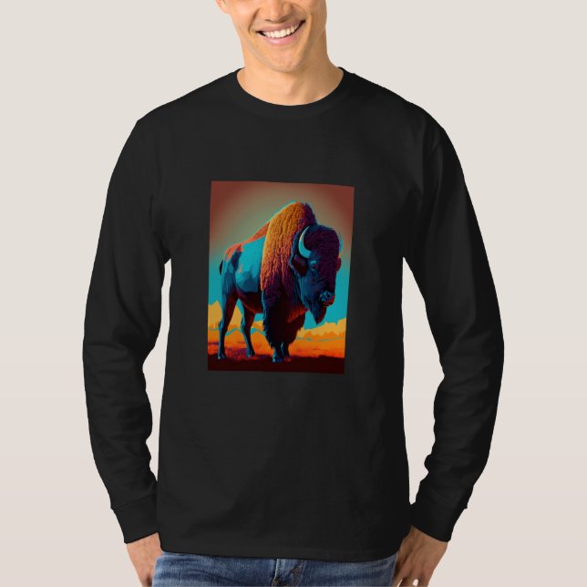 American Buffalo Animal Pop Bison Grilling  3 T-Shirt (Front)