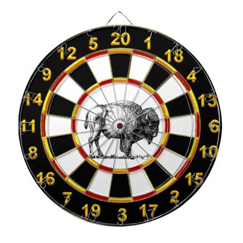 American Buffalo Bison an gold foil plated numbers Dartboard With Darts