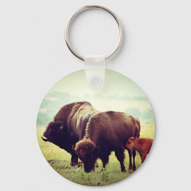American Buffalo (Bison) Family  Keychain (Front)