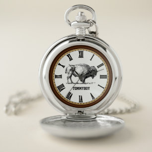 American Buffalo Bison Monogram bsf Pocket Watch