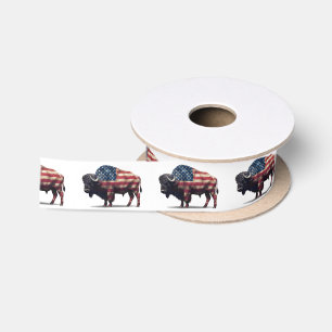 American Buffalo Bison Satin Ribbon