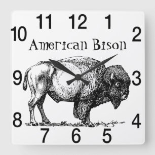 American Buffalo Bison Square Wall Clock