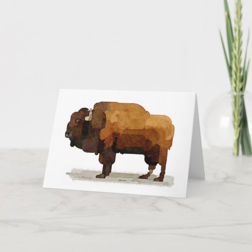 American Buffalo Bison Watercolor Greeting Card