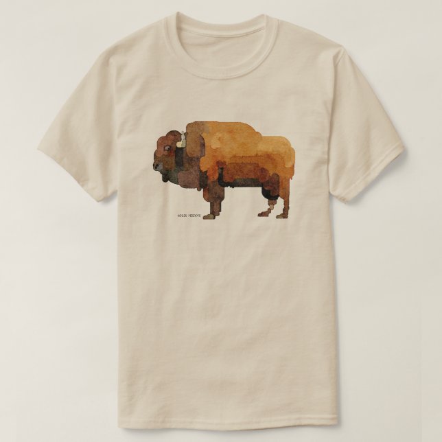 American Buffalo (Bison) Watercolor T-shirt (Design Front)