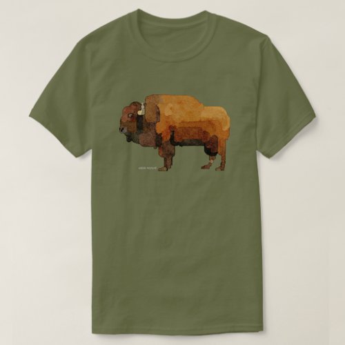 American Buffalo Bison Watercolor T_shirt