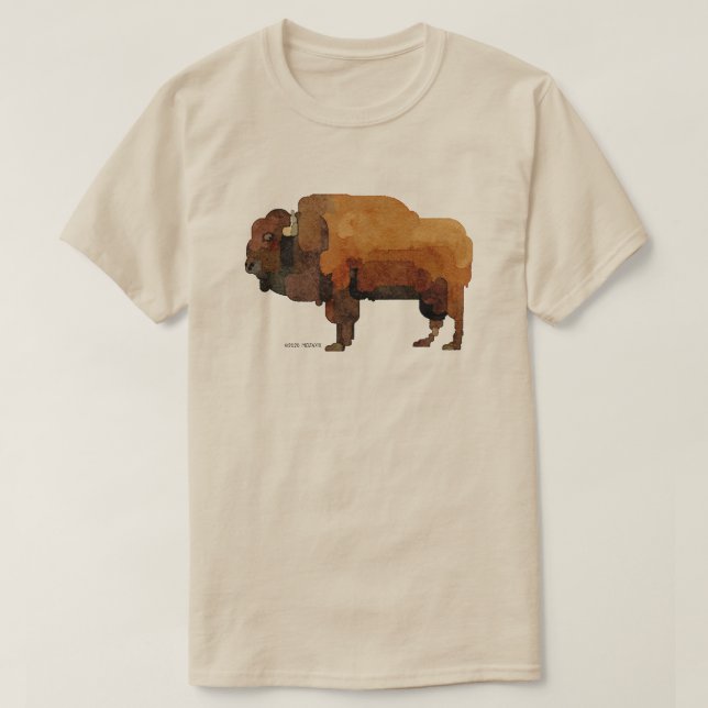 American Buffalo (Bison) Watercolor T-shirt (Design Front)