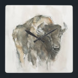 American Buffalo I Square Wall Clock<br><div class="desc">American Buffalo I by Ethan Harper</div>